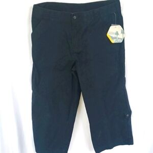 QUEST Women’s Navy Cargo Capri Hiking Pants Drawstring Leg and Waist, Size 14